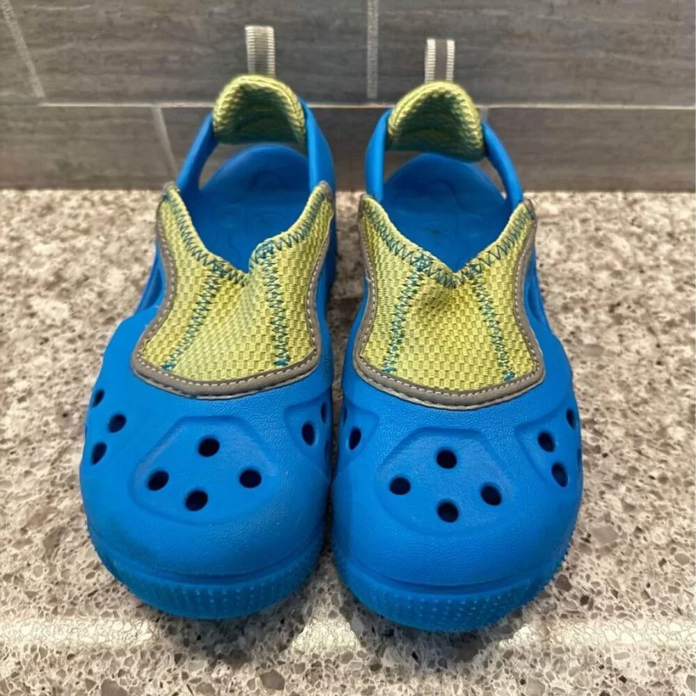 Kids Blue and Yellow‎ Crocs Water Shoes with Mesh-Size J3